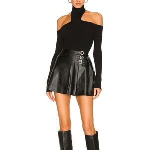 Superdown Black Leather Skirt